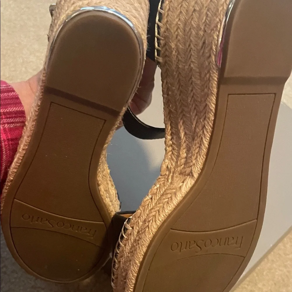 Franco Sarto Black Espadrille Wedge Sandals - Picture 10 of 13